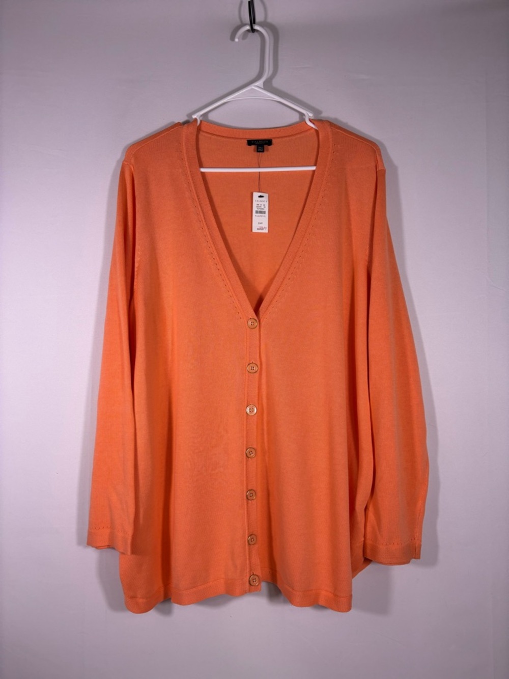 NWT Talbots Spring Orange V-Neck Button Cardigan Size 2Xp
